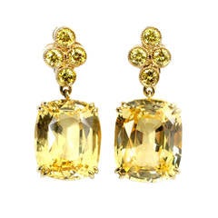 Gold, Yellow Sapphire and Yellow Diamond Earrings