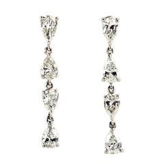 Platinum and Pear Shaped Diamond Drop Earrings