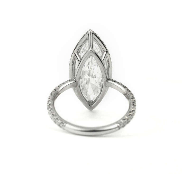 Contemporary Julius Cohen Platinum and 4.20 Carat Marquis Diamond Engagement Ring