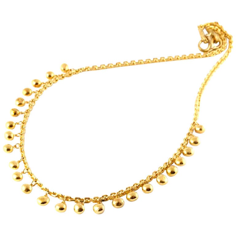 Gold Bead and Chain Necklace at 1stDibs