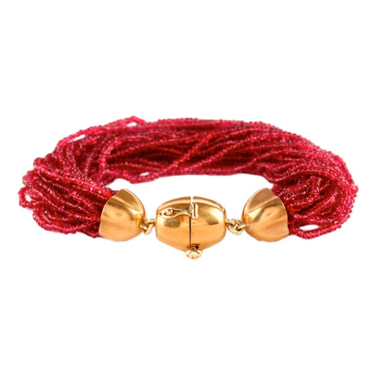 Gold and Spinel Bead Bracelet