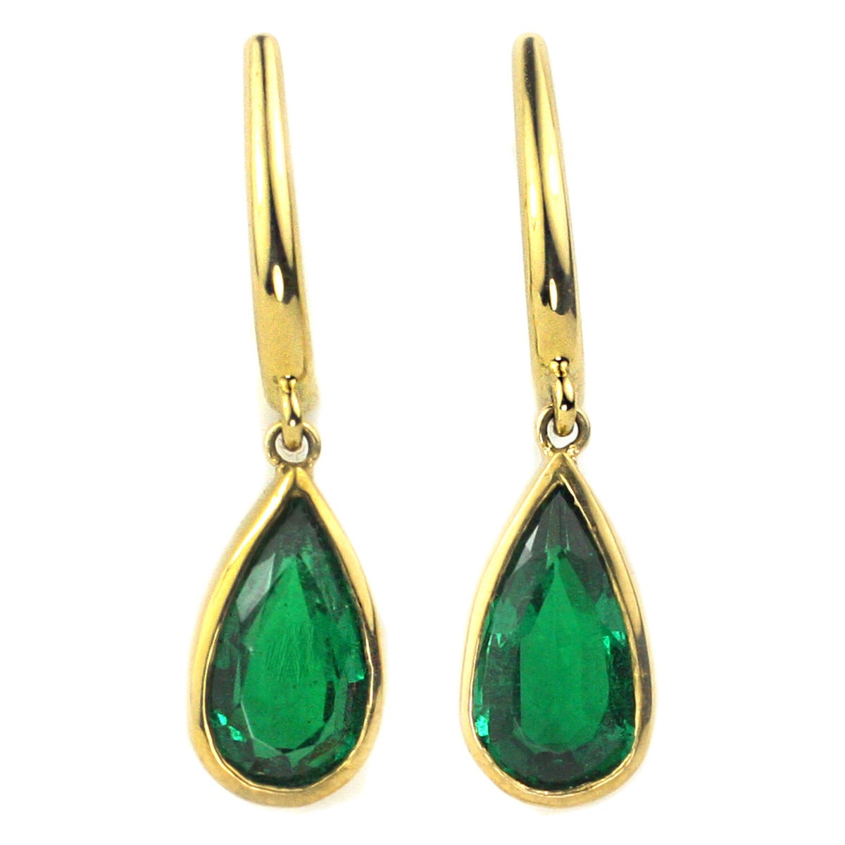 Julius Cohen Pear Shaped Emerald Drop Earrings