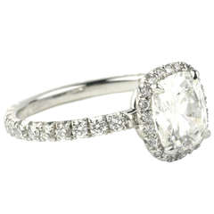 Cushion Diamond and Diamond Platinum Ring