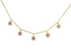 Julius Cohen Pink Tourmaline and Diamond Flower Necklace