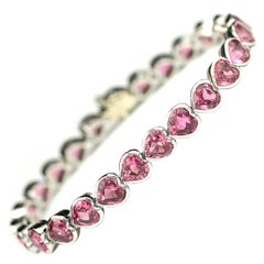 Julius Cohen Platinum and Heart Shaped Tourmaline Bracelet