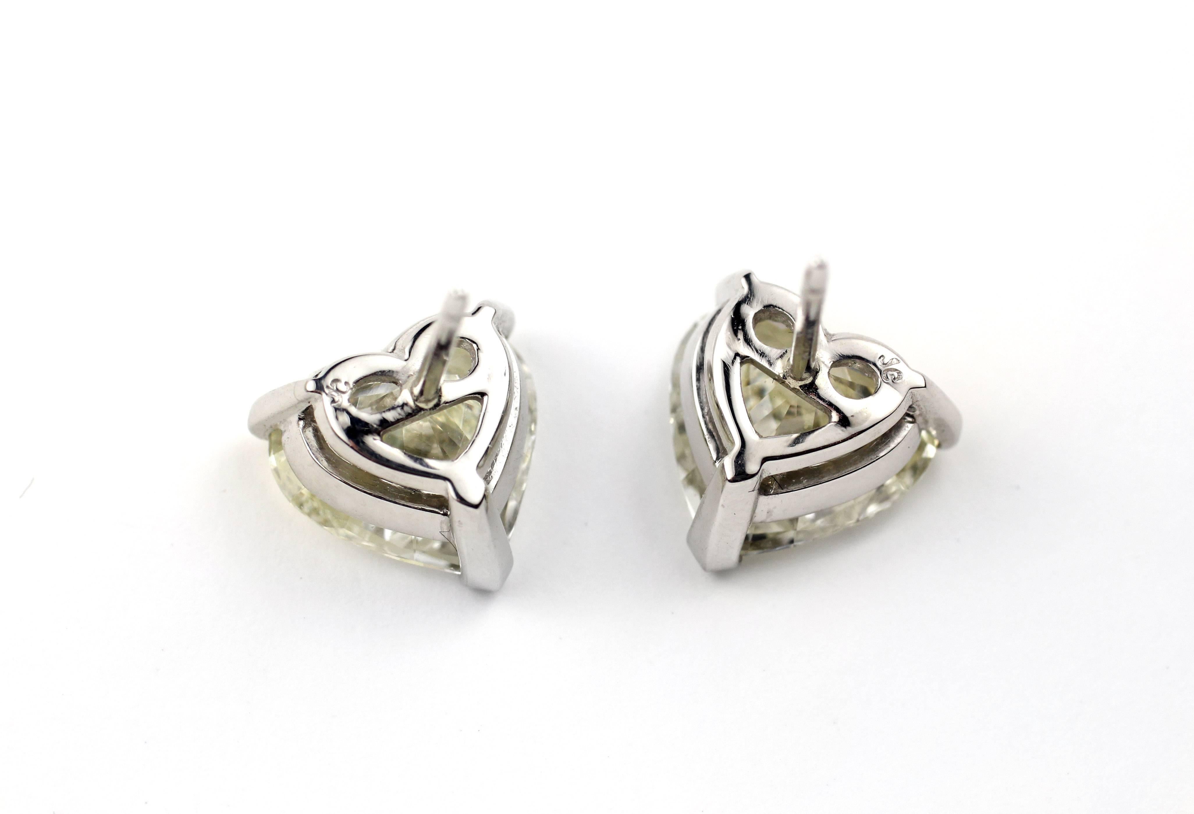 Julius Cohen 6.22 Carat Heart Shaped Diamond Earrings In New Condition In Brooklyn, NY