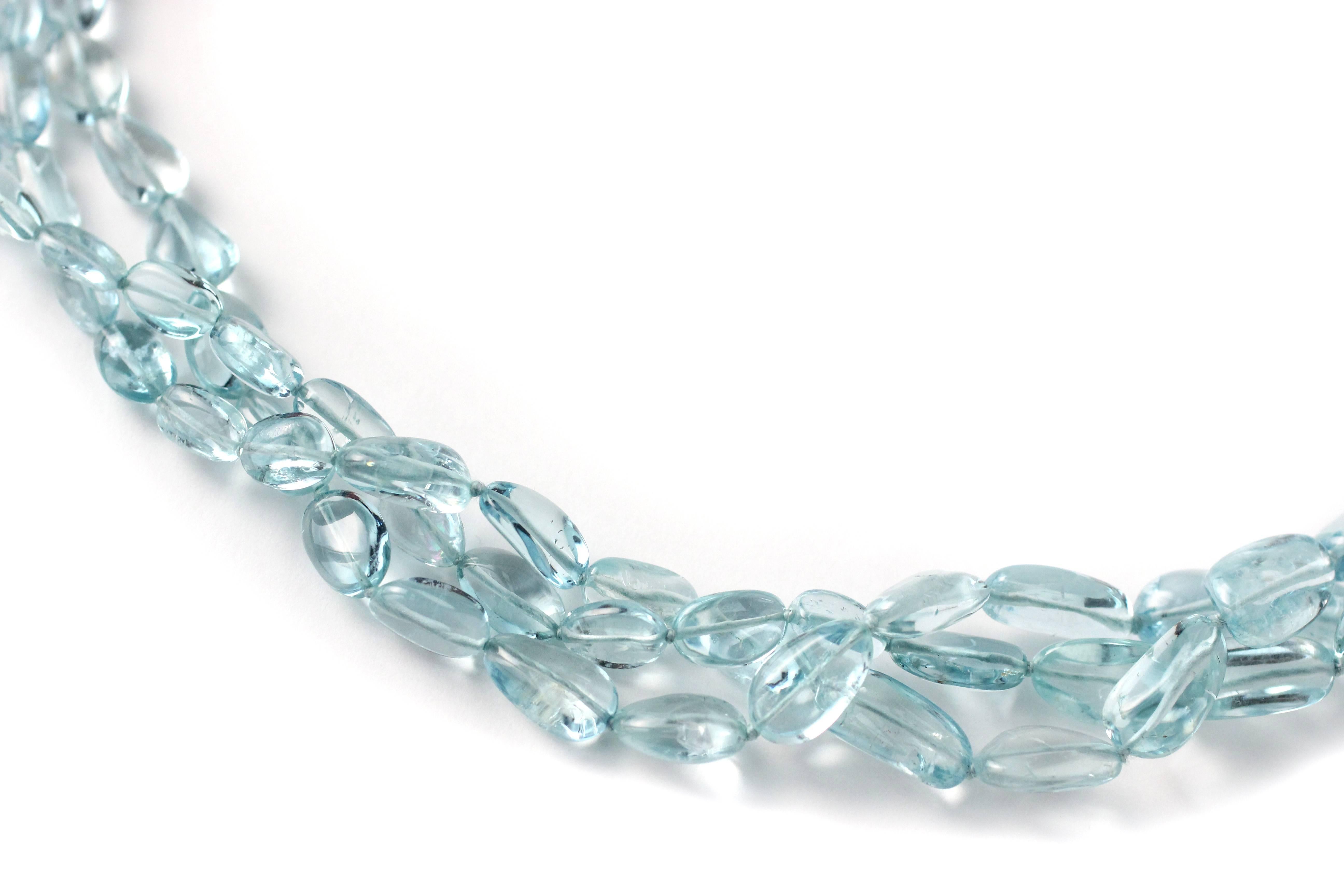Contemporary Julius Cohen Multistrand Aquamarine Necklace