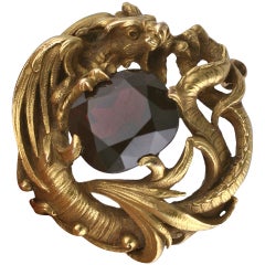 Antique Gustav Manz for F. Walter Lawrence Art Nouveau Chimera Brooch