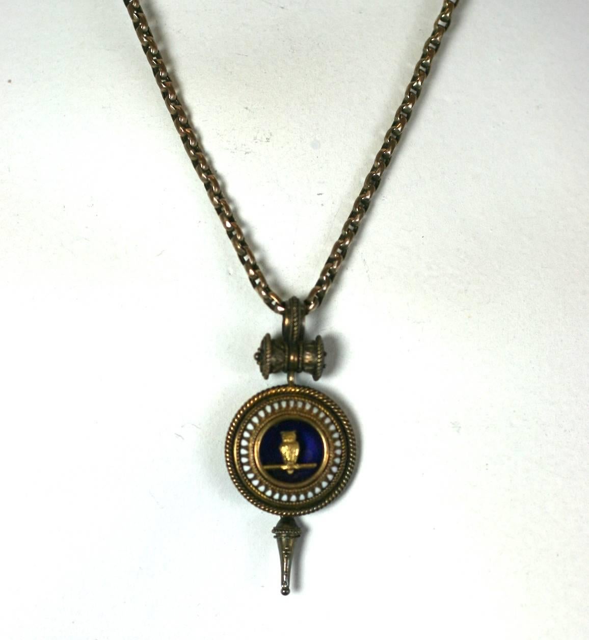 Victorian Revivalist Owl Necklace For Sale 4