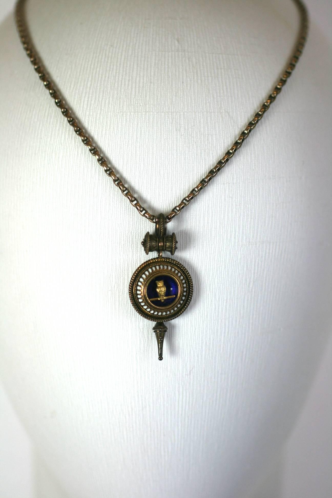 Victorian Revivalist Owl Necklace For Sale 2