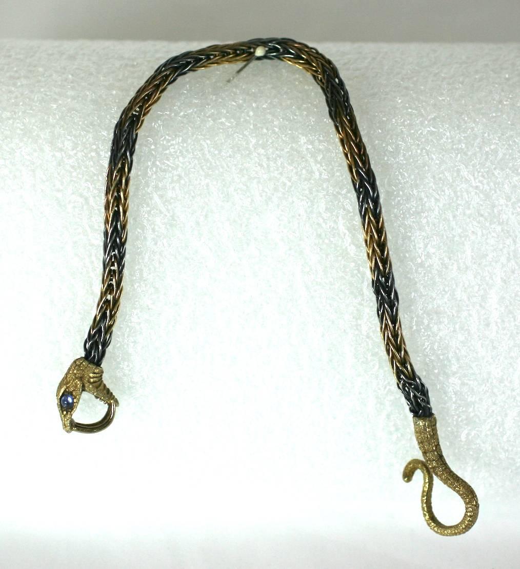Victorien Magnifique bracelet serpent en or et argent avec saphirs du 19ème siècle en vente