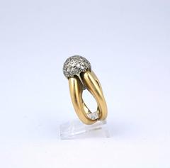 Modernist Pave Diamond Ball Ring