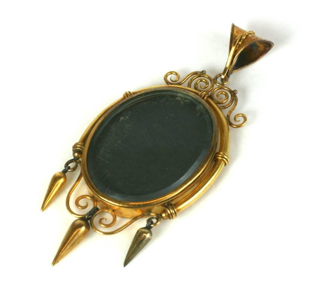 Victorian Pietra Dura Locket Pendant In Excellent Condition For Sale In Riverdale, NY