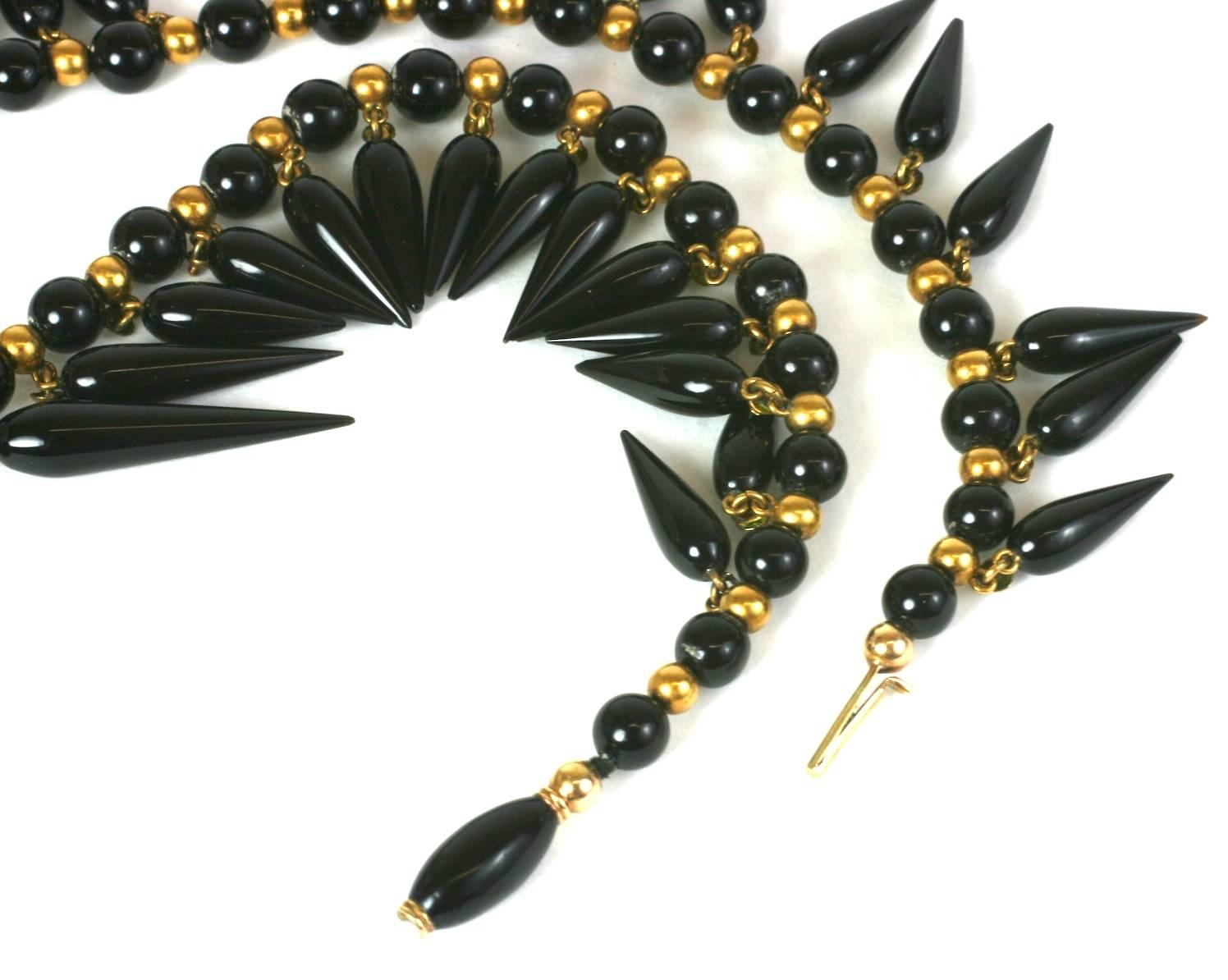 Lovely Victorian Onyx Tear Drop Collar For Sale 4