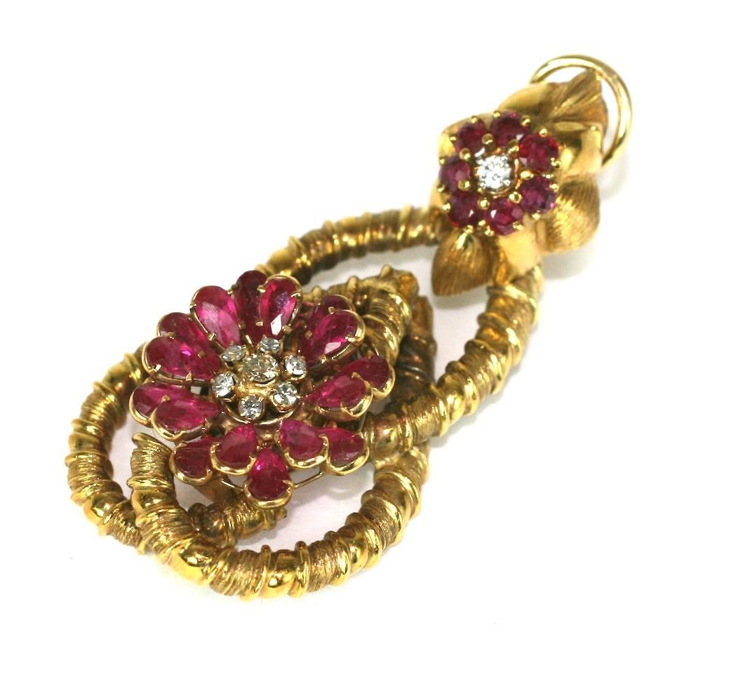 Elegant Ruby and Diamond Earrings For Sale 1