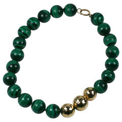 Oversized Malachite Bead Necklace