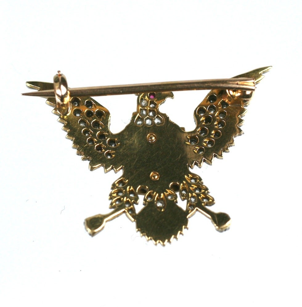 Antique Rose Diamond Eagle Brooch In Excellent Condition In Riverdale, NY