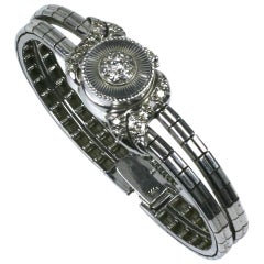 Benkin Ladies White Gold Diamond Bracelet Wristwatch