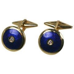 Enamel Diamond Gold Cufflinks 8