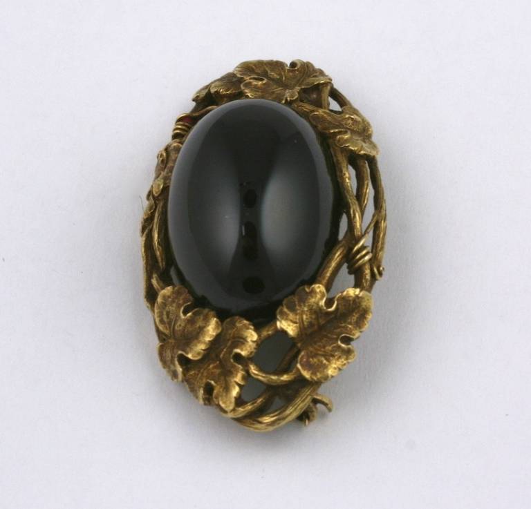 Art Nouveau Louis Comfort Tiffany Garnet Gold Grape Brooch