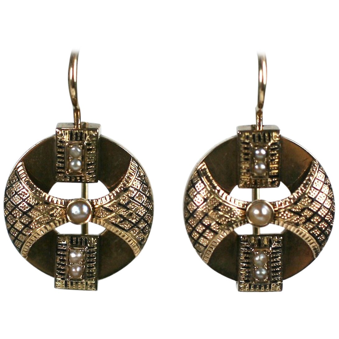 Victorian Enamel Gold Earrings