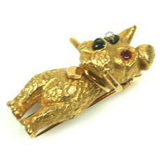 Cartier Charming Onyx Diamond Ruby Gold Terrier Clip