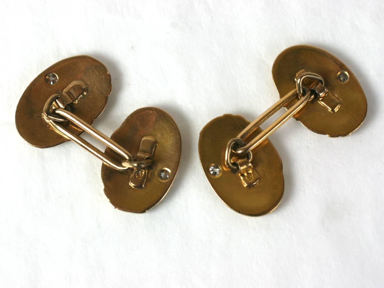 Art Nouveau Diamond Dolphin Cufflinks In Excellent Condition In Riverdale, NY