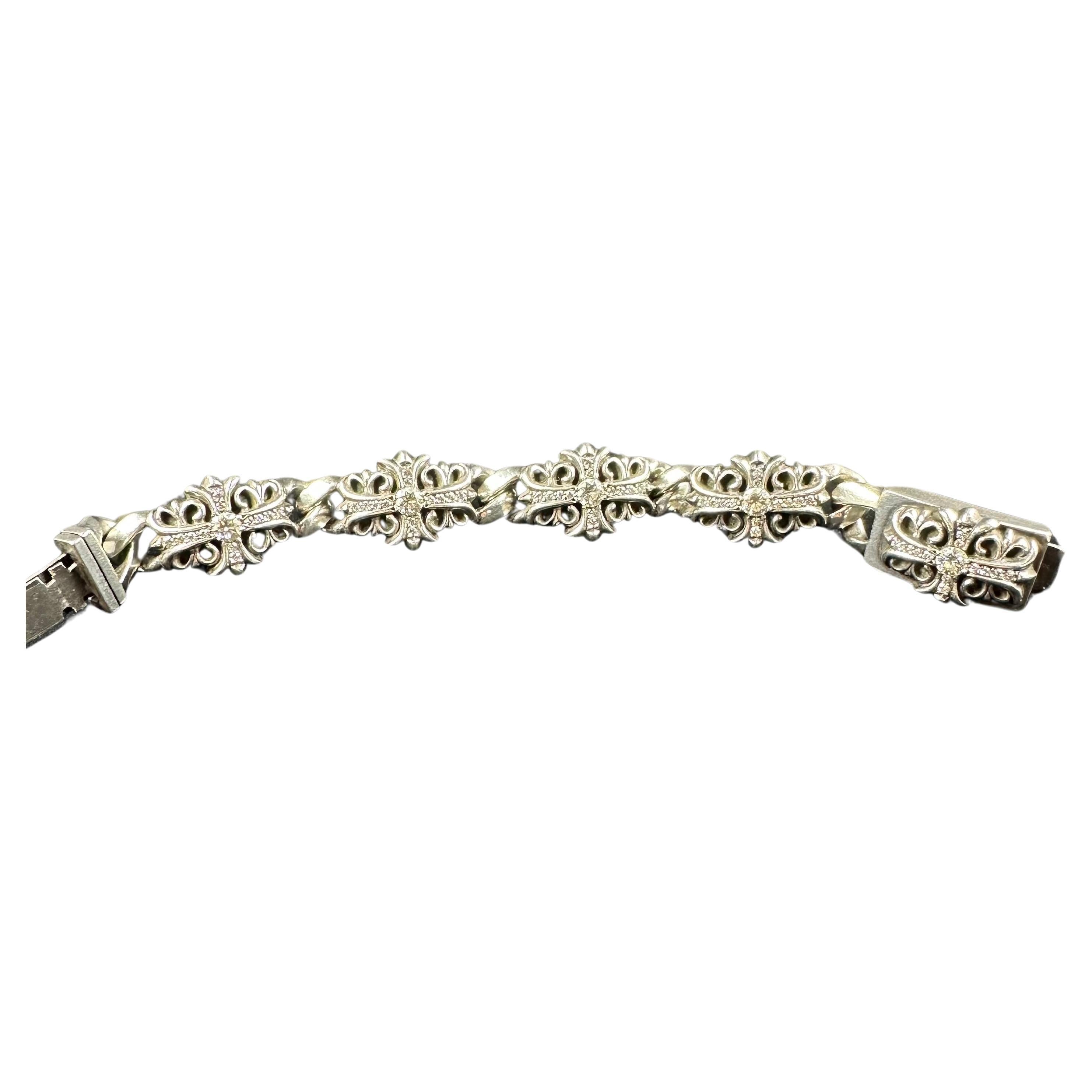 Chrome Hearts Silver Diamond Bracelet  For Sale