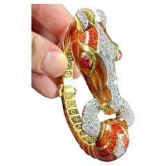 David Webb Chestnut Enamel Horse Bracelet