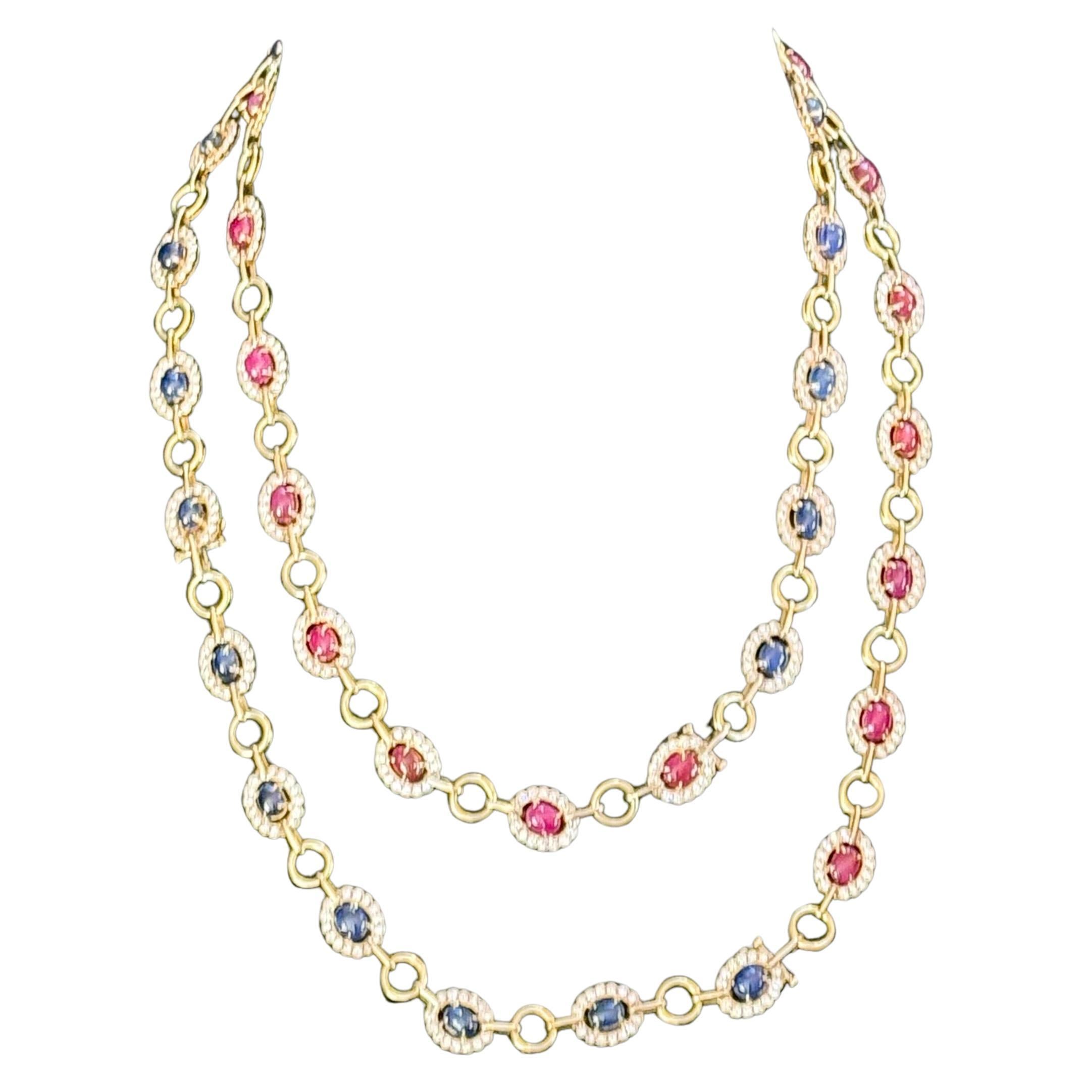 Van Cleef & Arpels Burma Ruby & Burma Sapphire Long Dia Necklace