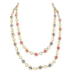 Van Cleef & Arpels, collier long en diamants avec rubis de Birmanie et saphirs de Birmanie