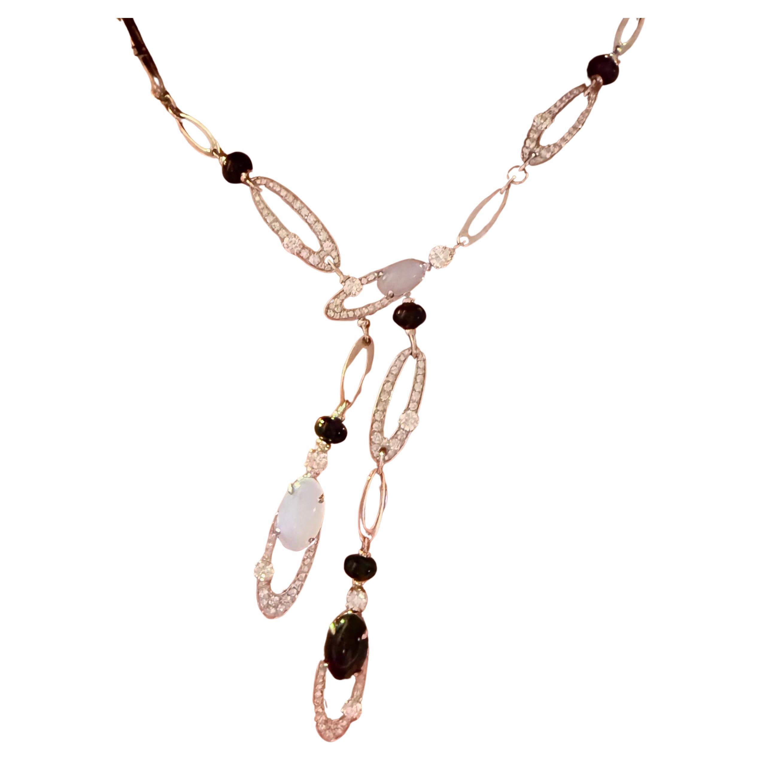 BULGARI BVLGARI Diamond Onyx and Chalcedony Necklace Elisia Collection