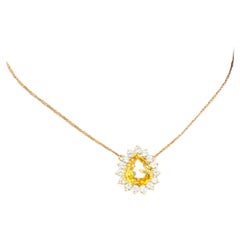 Tiffany and Co Yellow Sapphire and Diamond Pendant Necklace