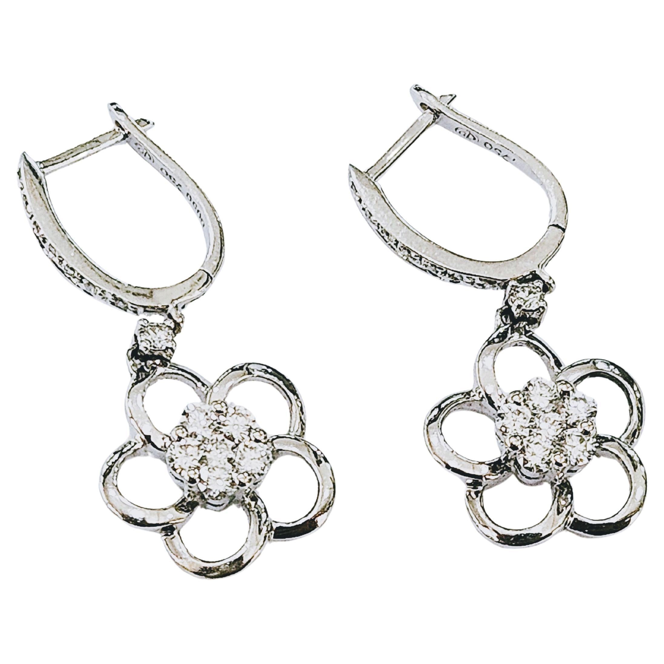 Contemporary Earrings  Design Diamonds in 18k White Gold For Sale