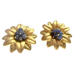 Contemporary 20th Century 3,6 Karat Saphir Gold Ohrringe