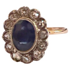 Art Deco Ring with Diamonds 0.60 ct Sapphire 1.91 ct in 18k Gold & Platinum