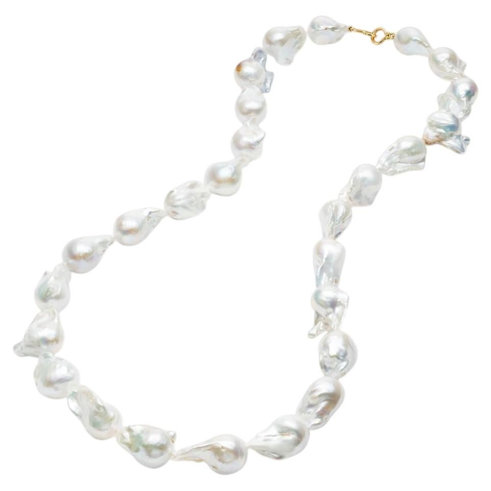 18K Chinese Freshwater White Fancy Freeform Pearl Necklace by Paula Crevoshay For Sale