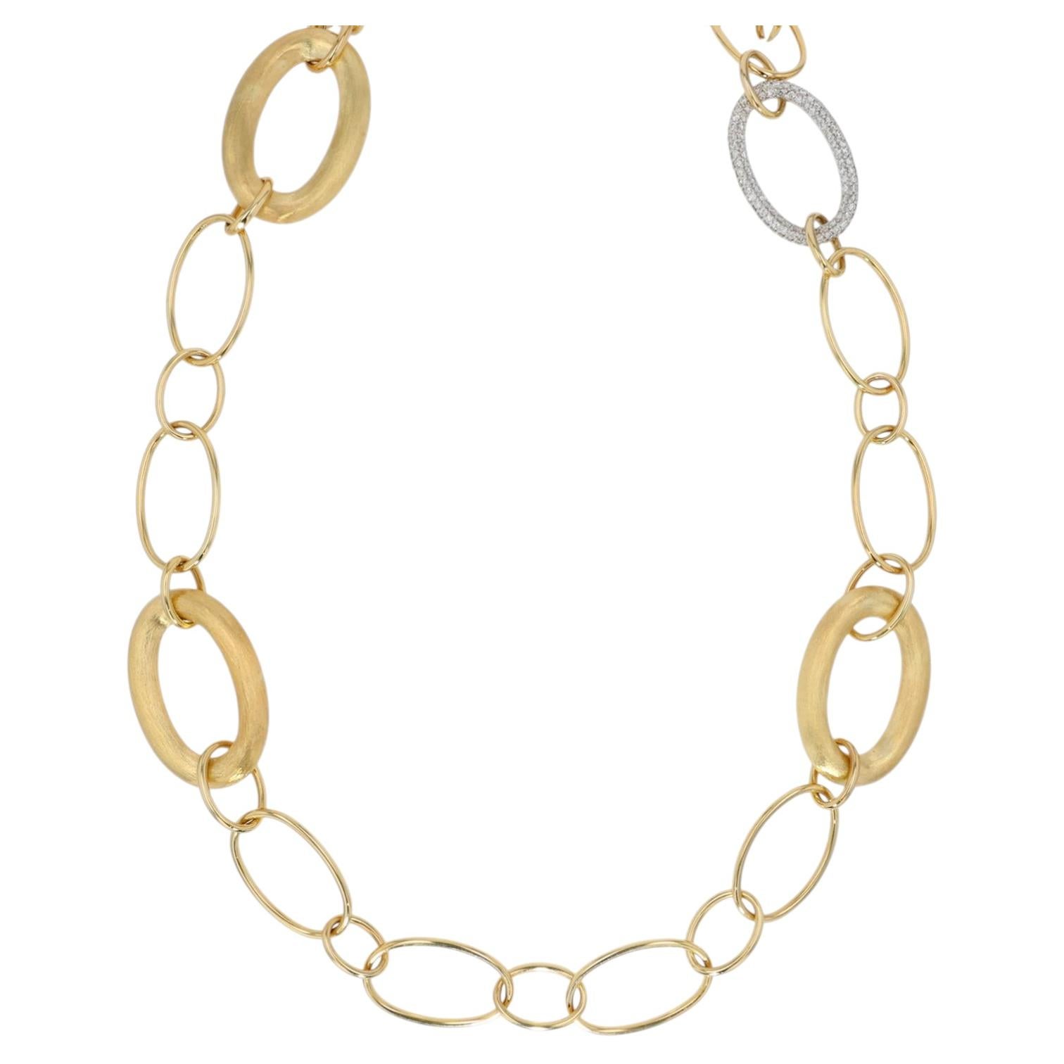 Rudolf Friedmann 18K & 14K Yellow Gold Mixed Link Diamond Necklace  Handcrafted