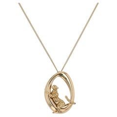 TANE 18K Yellow Gold Jaguar Pendant Necklace  Handcrafted Mexican Luxury Design