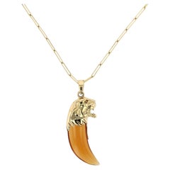 Renato Cipullo 18K Yellow Gold Citrine Jaguar Pendant Necklace  Handcrafted