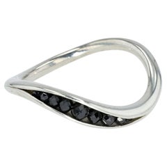 Timo Krapf Sterling Silver Wave Black Diamond Ring  Handcrafted Contemporary