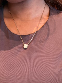 Kimberly Collins 18K Yellow Gold Asscher-Cut White Zircon Necklace  Bezel-Set D