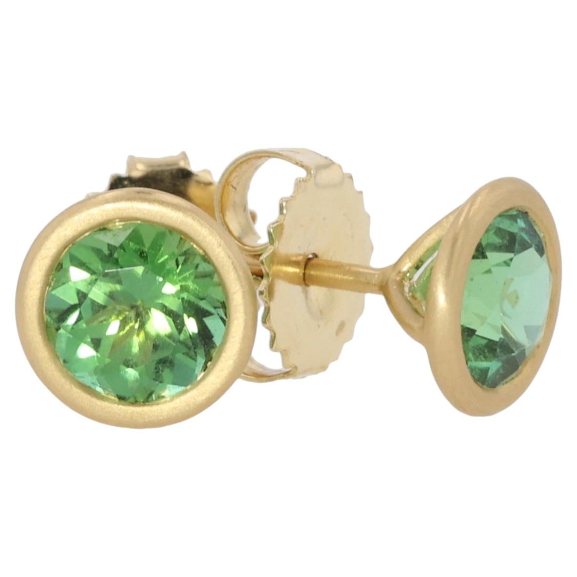 Kimberly Collins 18K Yellow Gold Green Tourmaline Stud Earrings