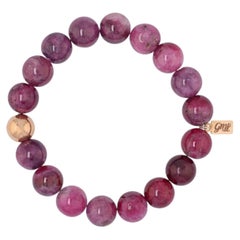 Greenland Rubies Heated Pink Sapphire 11mm Beaded Stretch Bracelet