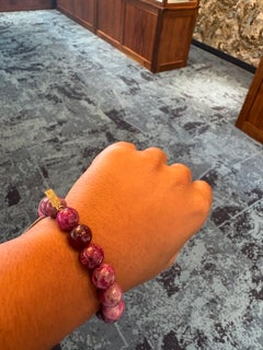 Greenland Rubies Heated Pink Sapphire 11mm Beaded Stretch Bracelet