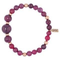 Greenland Rubies 14K Yellow Gold Heated Ruby Beaded Stretch Bracelet