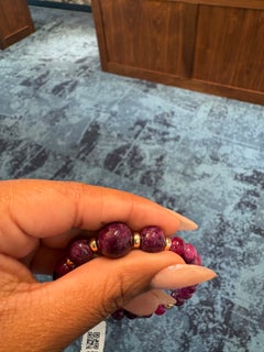 Greenland Rubies 14K Yellow Gold Heated Ruby Beaded Stretch Bracelet