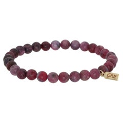 Greenland Rubies Heated Pink Sapphire 7mm Beaded Stretch Bracelet