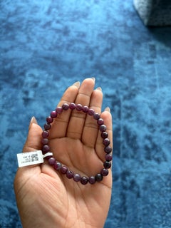 Greenland Rubies Heated Pink Sapphire 7mm Beaded Stretch Bracelet