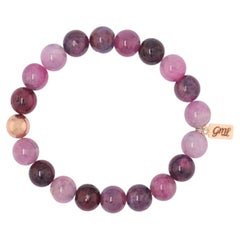 Greenland Rubies Heated Pink Sapphire 9mm Beaded Stretch Bracelet